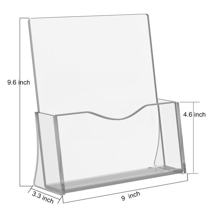 Acrylic Brochure Holder, 8.5 x 11 inches Clear Acrylic Literature Holder Plastic Flyer Display Stand (4 Pack)