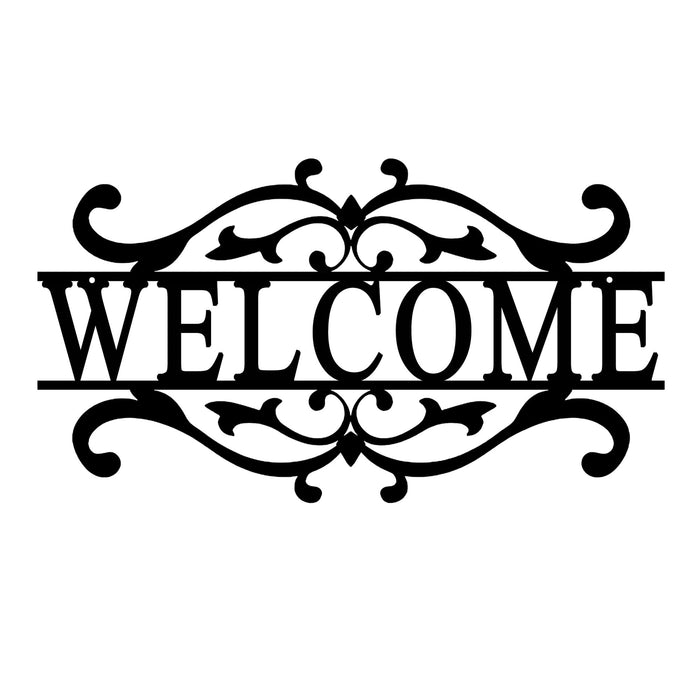 AHYS Metal Welcome Sign for Front Door Front Porch Black Welcome Door Sign for Indoor Outdoor Wall Decor