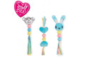 Two puppy toys with animal faces and colorful bodies on a white background, featuring the Small Bites logo.