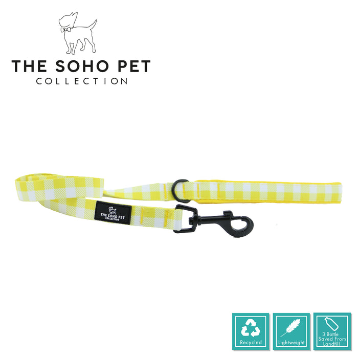 Ancol | Soho Collection | Nylon Dog Lead | Yellow Check Pattern