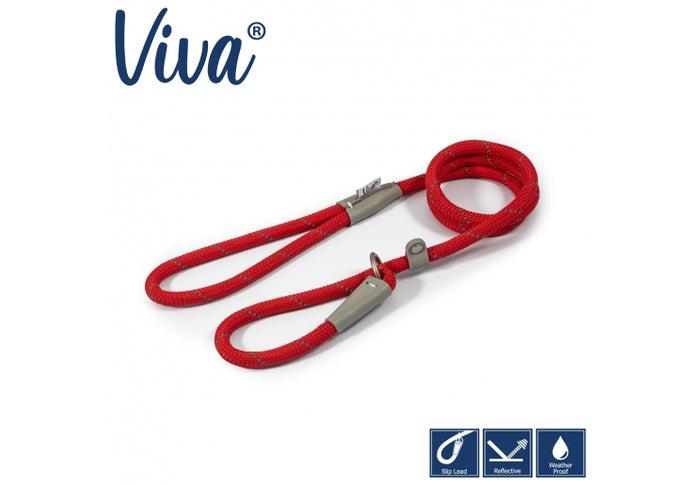 Ancol Viva | Dog Slip Lead | Reflective Nylon Rope - Red