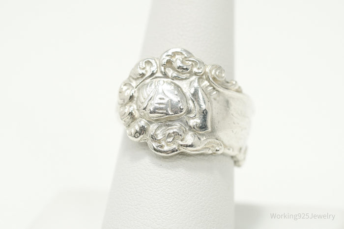 Antique Knight In Armor Sterling Silver Spoon Ring - Size 8