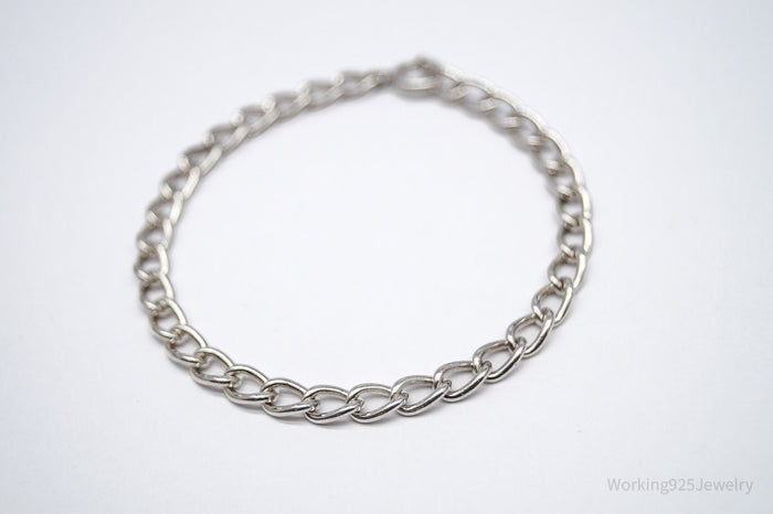 Antique Silver Chain Link Bracelet 7 1/8"