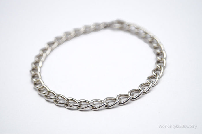 Antique Silver Chain Link Bracelet 7 1/8"