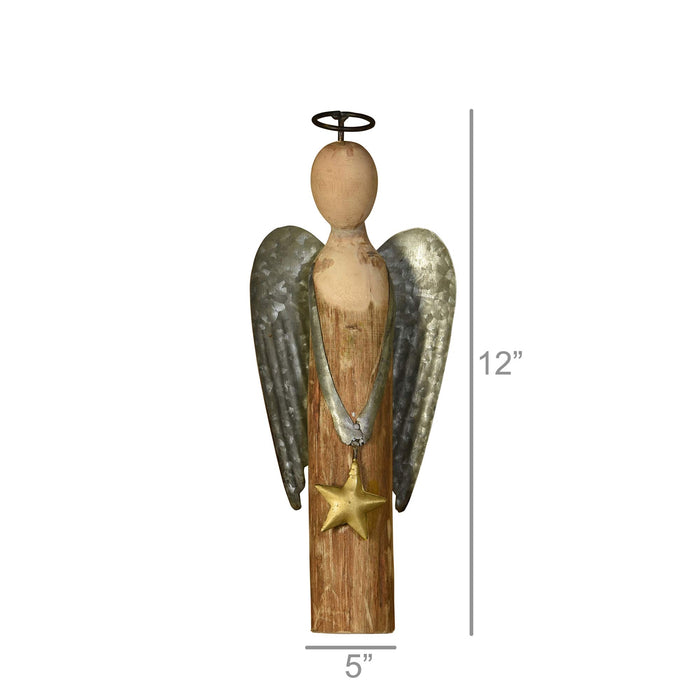 AREOhome HomArt 5708-0 Angel with Star, Small, Wood and Metal