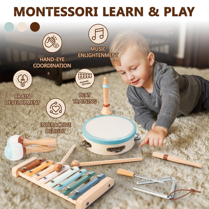 Baby Musical Instruments Montessori Wooden Music Toys for Toddlers 3+