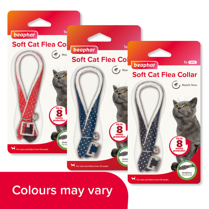 Beaphar Cat Flea Collar, Adjustable Sparkle Safety Collar, Natural Plant Extracts, 30cm