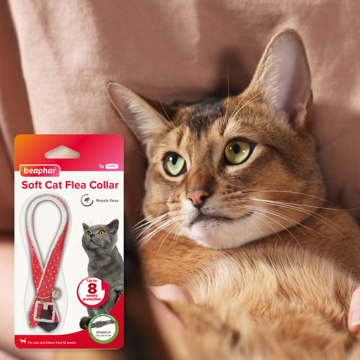 Beaphar Cat Flea Collar, Adjustable Sparkle Safety Collar, Natural Plant Extracts, 30cm