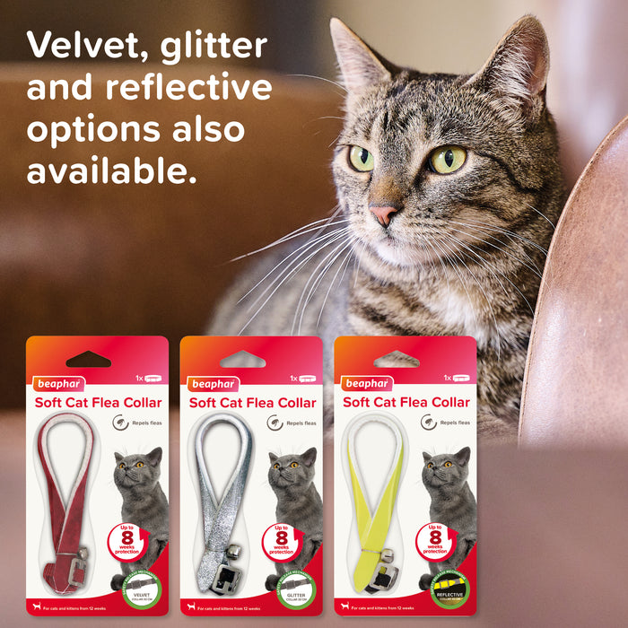 Beaphar Cat Flea Collar, Adjustable Sparkle Safety Collar, Natural Plant Extracts, 30cm