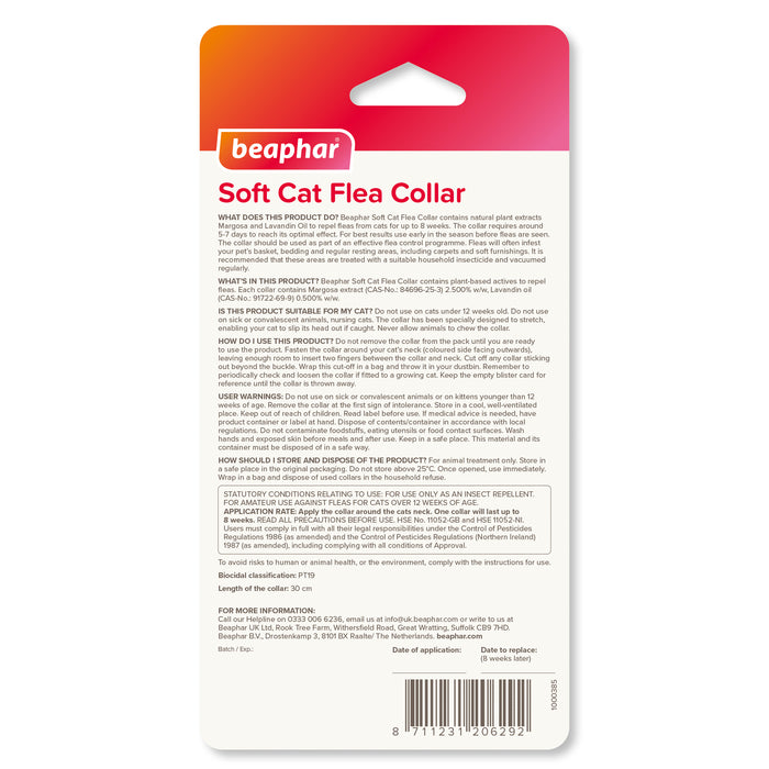 Beaphar Cat Flea Collar, Adjustable Sparkle Safety Collar, Natural Plant Extracts, 30cm