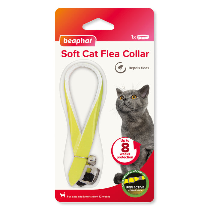 Beaphar Cat Flea Collar, Soft Reflective Yellow, Keep Cats Safe at Night