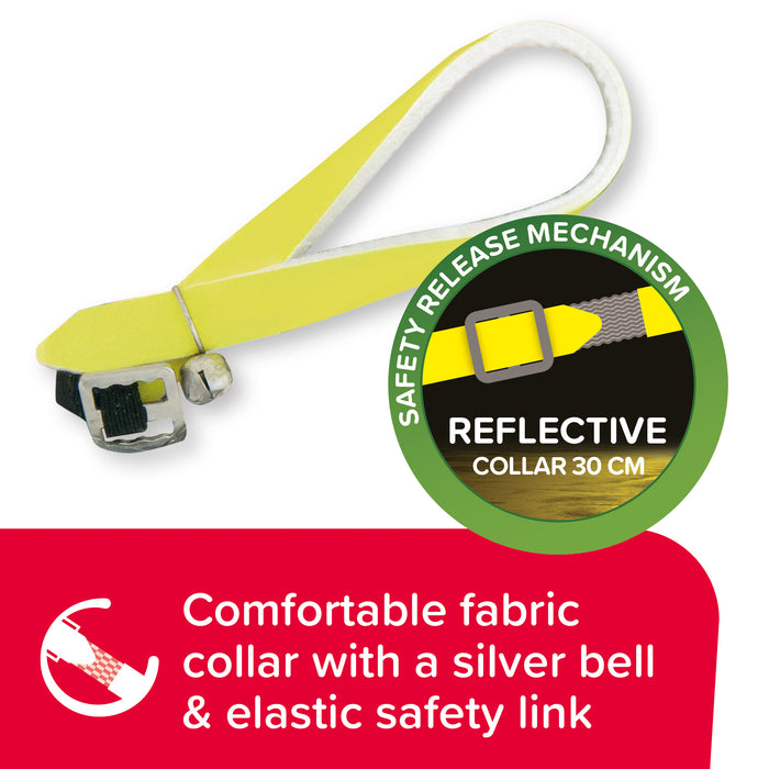 Beaphar Cat Flea Collar, Soft Reflective Yellow, Keep Cats Safe at Night