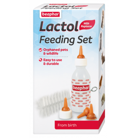 Beaphar Lactol Feeding Set - Bottle, Teats & Brush for Kittens, Puppies & Small Animals