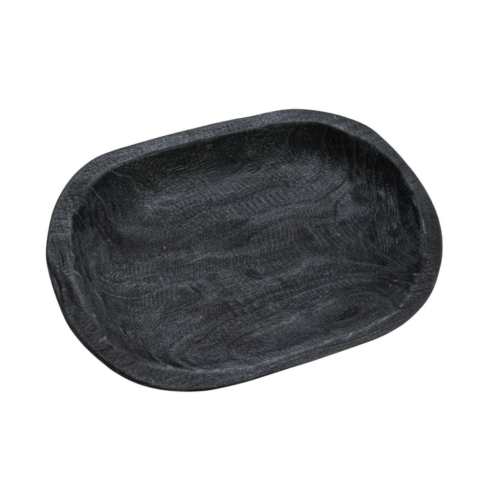 Bloomingville Hand-Carved Paulownia Wood Bowl, Black