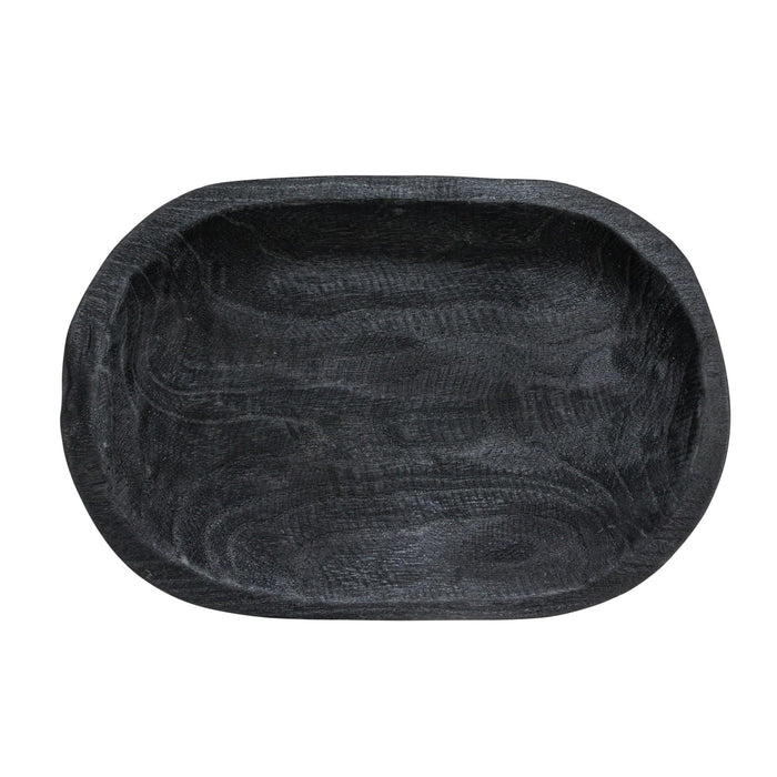 Bloomingville Hand-Carved Paulownia Wood Bowl, Black