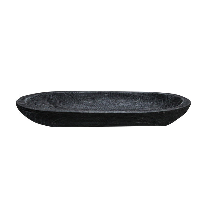 Bloomingville Hand-Carved Paulownia Wood Bowl, Black