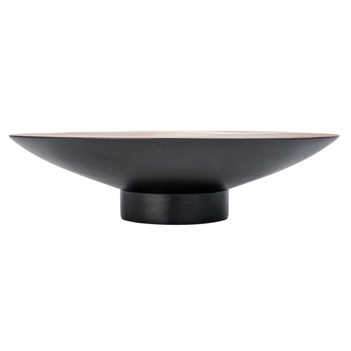 Bloomingville Round Acacia Wood Pedestal with Metal Base, Natural and Black