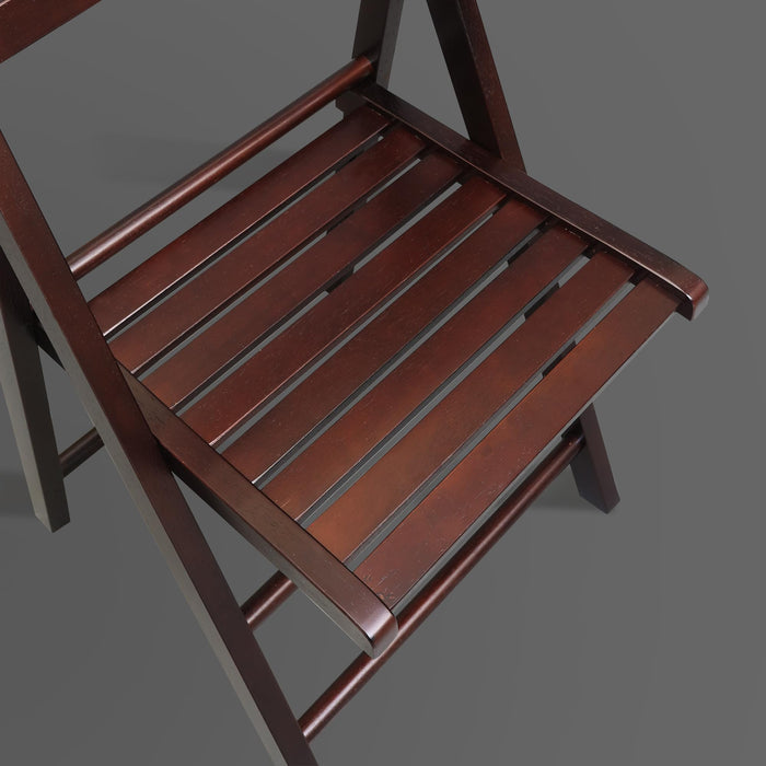 Casual Home Wooden Folding Chairs 2-Pcs Set - Espresso