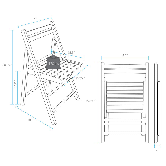 Casual Home Wooden Folding Chairs 2-Pcs Set - Espresso