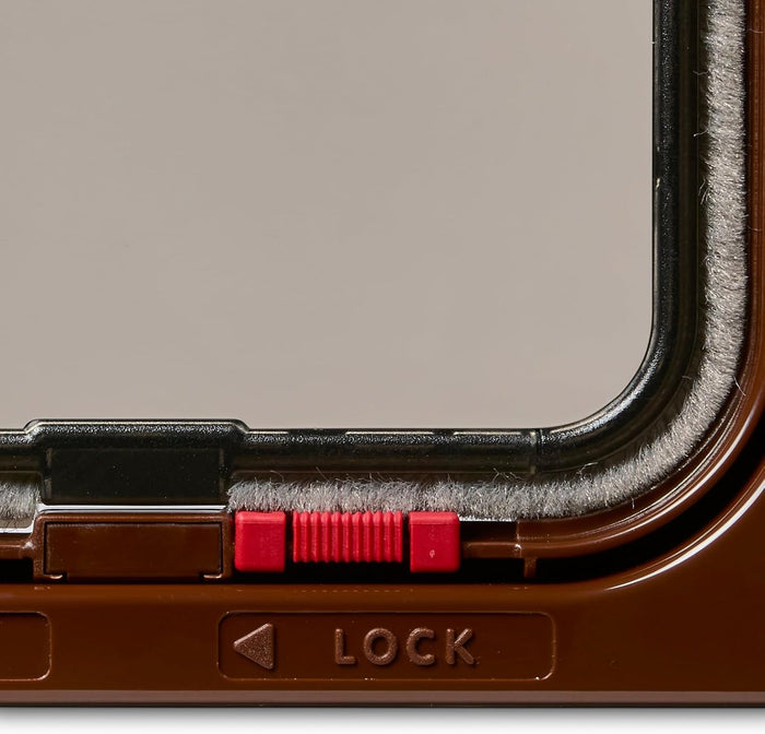 Cat Mate Lockable Cat Flap - Brown Secure Slide Lock Ideal for Thin Panel Doors