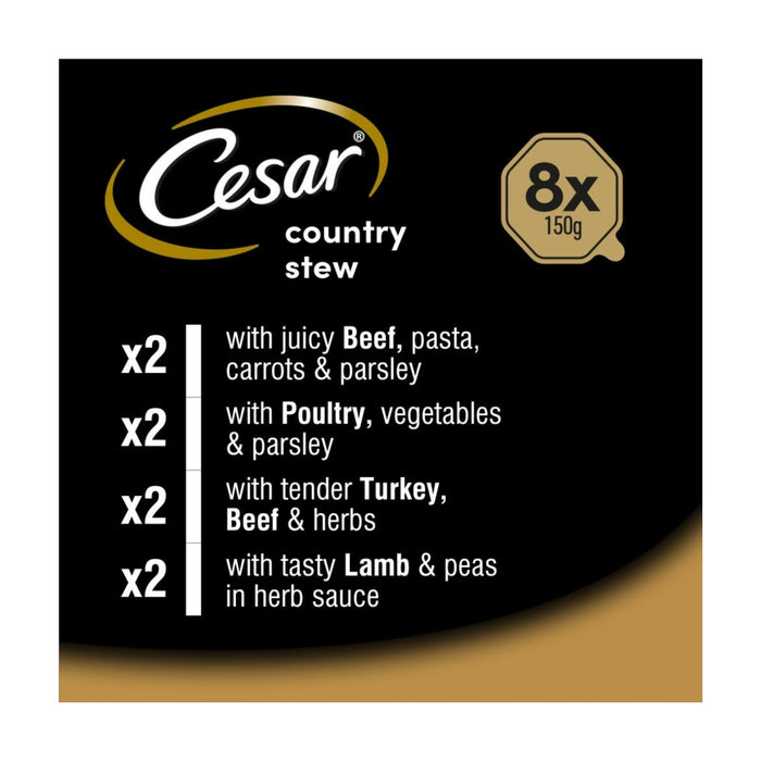 Cesar Country Stew Selection with Beef, Turkey, Poultry & Lamb Wet Dog Food 8 x 150g