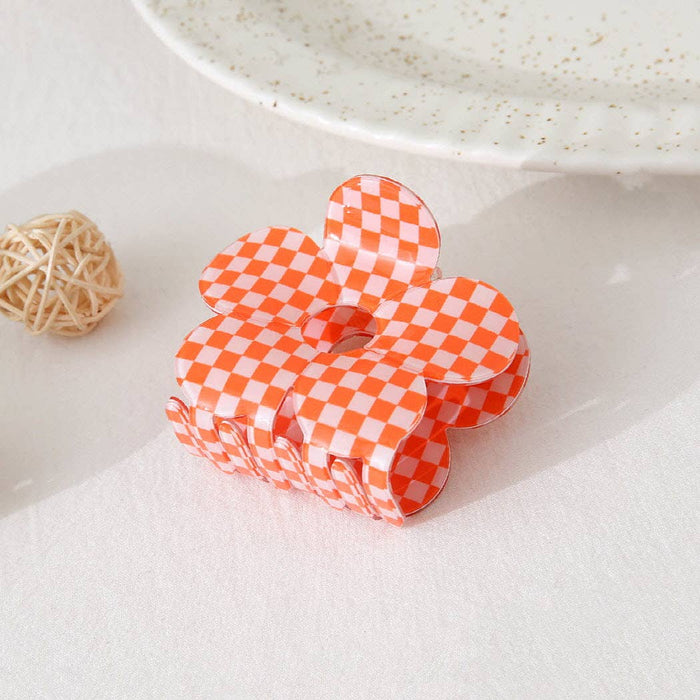 Checkerboard Flower Hair Clip