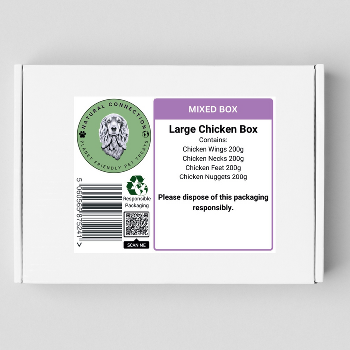 Chicken Variety Box Large & Small Options Selection Box of Single Protein Dog Treats by Natural Connection