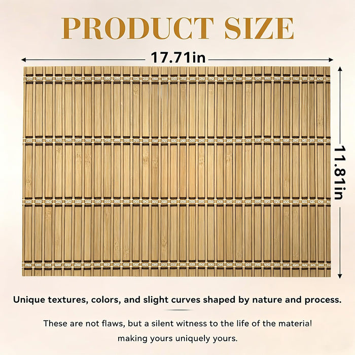 ChiUGua Bamboo Placemats, Heat-Resistant Table Mats, Set of 4, Brown