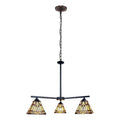 Chloe Lighting Kinsey Mini Chandelier, 3 Light, Blackish Bronze, 27in Wide, Multicolor Glass, Model CH33293MS27-EE3
