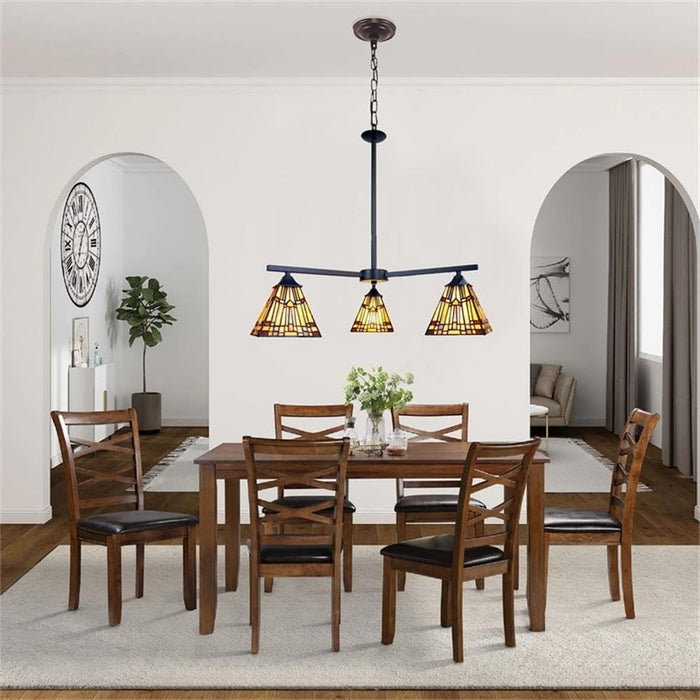 Chloe Lighting Kinsey Mini Chandelier, 3 Light, Blackish Bronze, 27in Wide, Multicolor Glass, Model CH33293MS27-EE3
