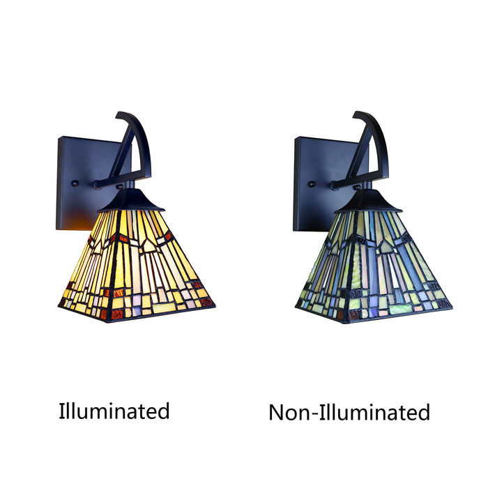 Chloe Lighting Kinsey Mission Wall Sconce, 1 Light, Blackish Bronze, Multicolor, 6in Wide, Model CH33293MS06-WS1