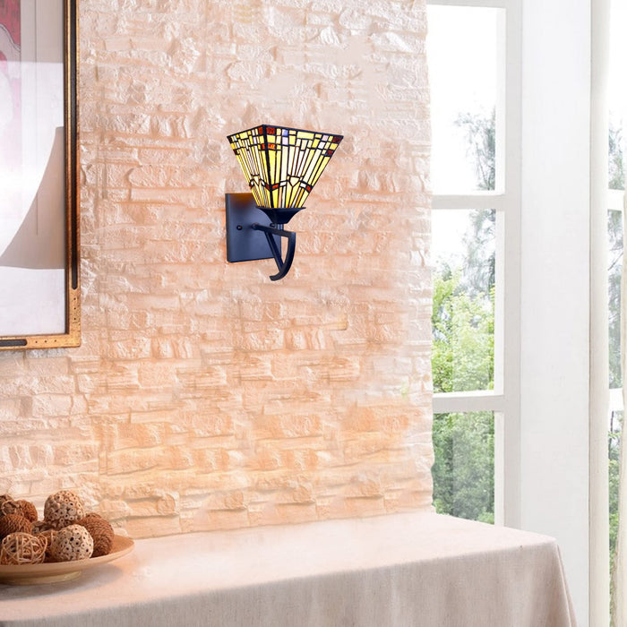 Chloe Lighting Kinsey Mission Wall Sconce, 1 Light, Blackish Bronze, Multicolor, 6in Wide, Model CH33293MS06-WS1