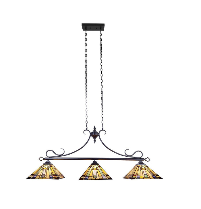 Chloe Lighting Kinsey Tiffany-Style Island Pendant 3 Light 47in Wide Multicolor Glass CH33293MS47-IL3