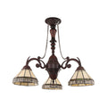 Chloe Lighting Mini Chandelier, 3 Light, Tiffany-Style, Multicolor Glass, 21in Wide, Model CH31315MI21-DC3