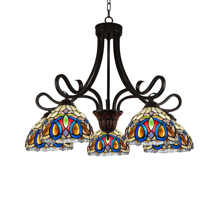 Chloe Lighting Tiffany-Style Chandelier, 5 Light, Dark Bronze, 27in Wide, Multicolor, Model CH3T353BV27-DD5