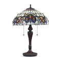 Chloe Lighting Tiffany-Style Table Lamp, Multicolor Glass, 16in  Wide, Model CH3T353BV16-TL2, Dark Bronze Finish