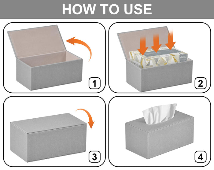Colylan Tissue Box Cover Rectangular Tissue Box Holder for Bathroom (Grey)