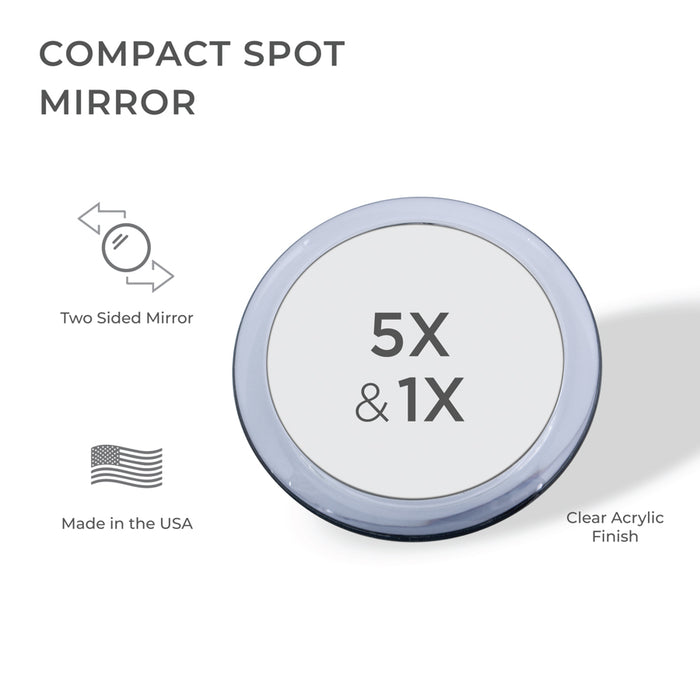 Zadro Z45X 705004415354 product photo front view with specs, compact mirror with magnification in front of a white background