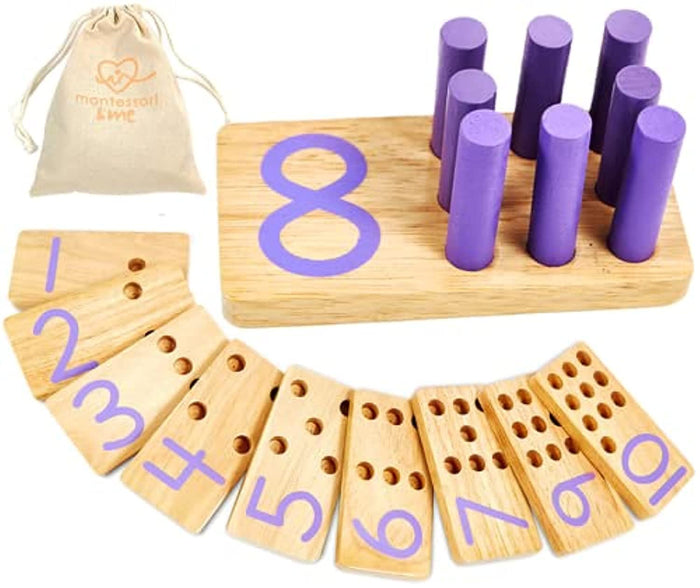 Counting Peg Board - Montessori Math and Numbers for Kids - Wooden Math Manipulatives Materials