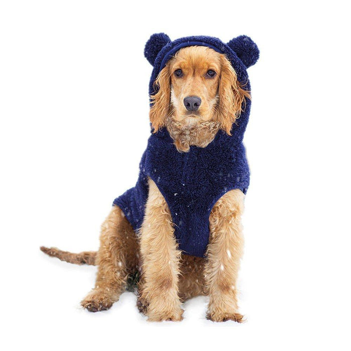 Cupid & Comet | Christmas Dog Costume | Festive Navy Teddy Bear Hoodie