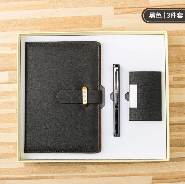 Custom Logo Business Notebook & Business Card Holder 3-Piece Set Gift Box | Premium Corporate Gifts and Custom Gifts