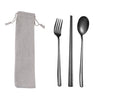 Custom Logo Korean drawstring bag stainless steel tableware 3-piece set | Premium Corporate Gifts and Custom Gifts