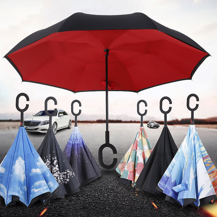 Custom Logo Rainbow Non-Dripping Reverse Umbrella | Premium Corporate Gifts and Custom Gifts