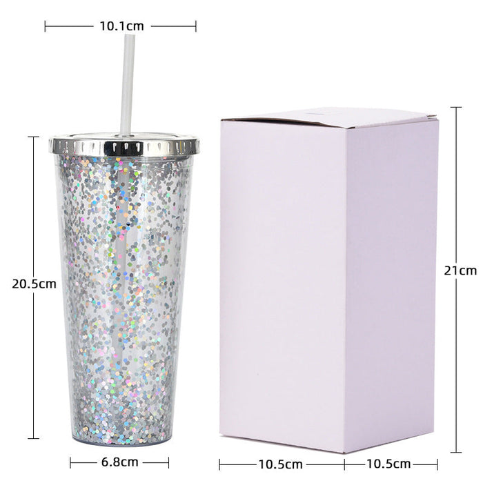 Custom Logo Shiny Sequin Straw Cup | Premium Corporate Gifts and Custom Gifts