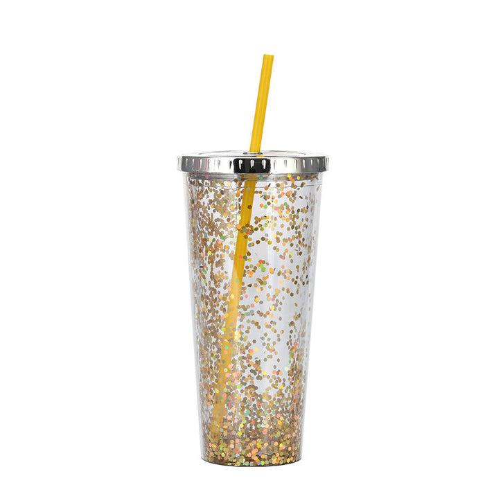 Custom Logo Shiny Sequin Straw Cup | Premium Corporate Gifts and Custom Gifts