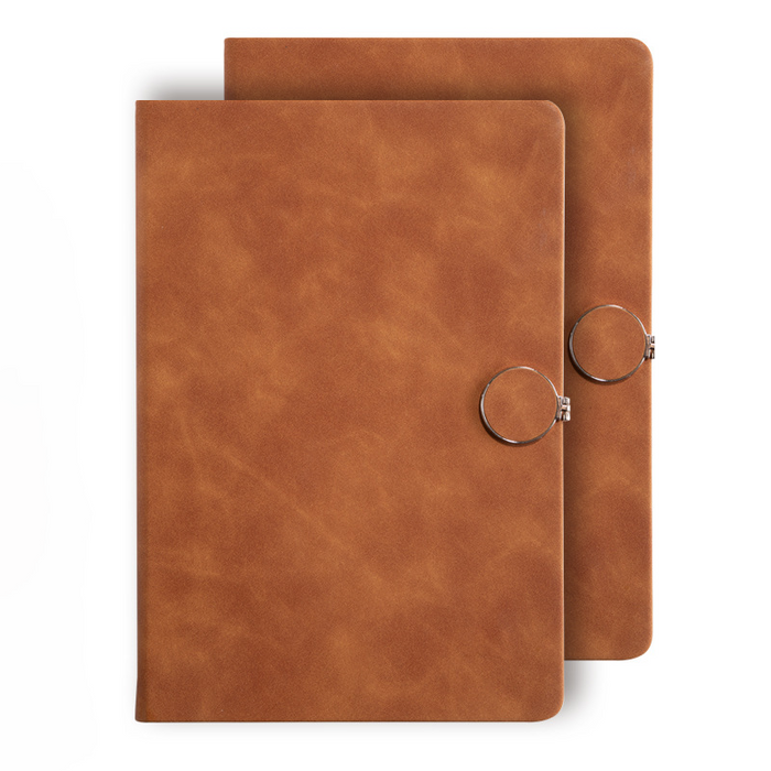 Custom Logo Simple metal round buckle notebook | Premium Corporate Gifts and Custom Gifts