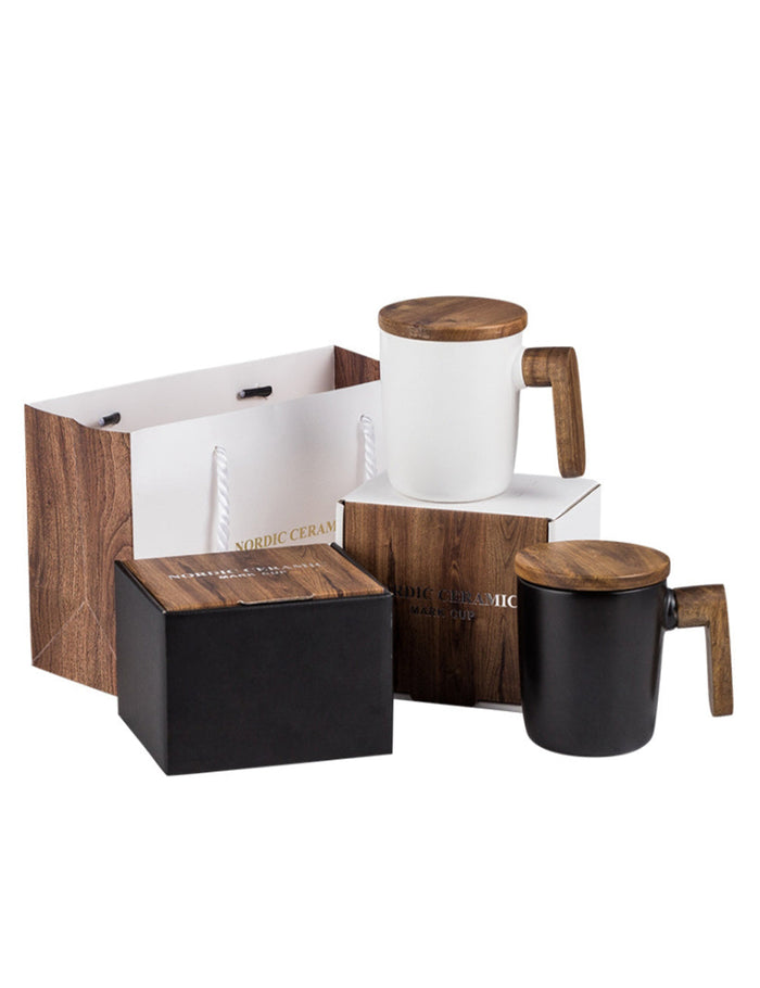 Custom Logo Wooden Handle Texture Mug Gift Box | Premium Corporate Gifts and Custom Gifts