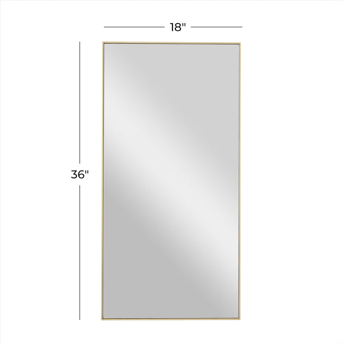 Deco 79 Wooden Room Wall Mirror Entryway Mirror with Thin Frame, Wall Mounted Mirror 18" x 1" x 36", Gold