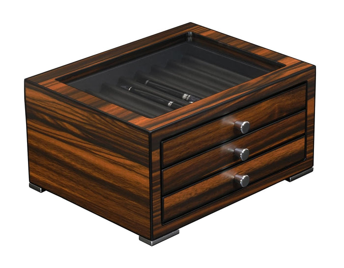 Decorebay Avid Pen Collector Case Wooden Fountain Pen Box and Organizer with Glass Window (Brown - 24 Pen)