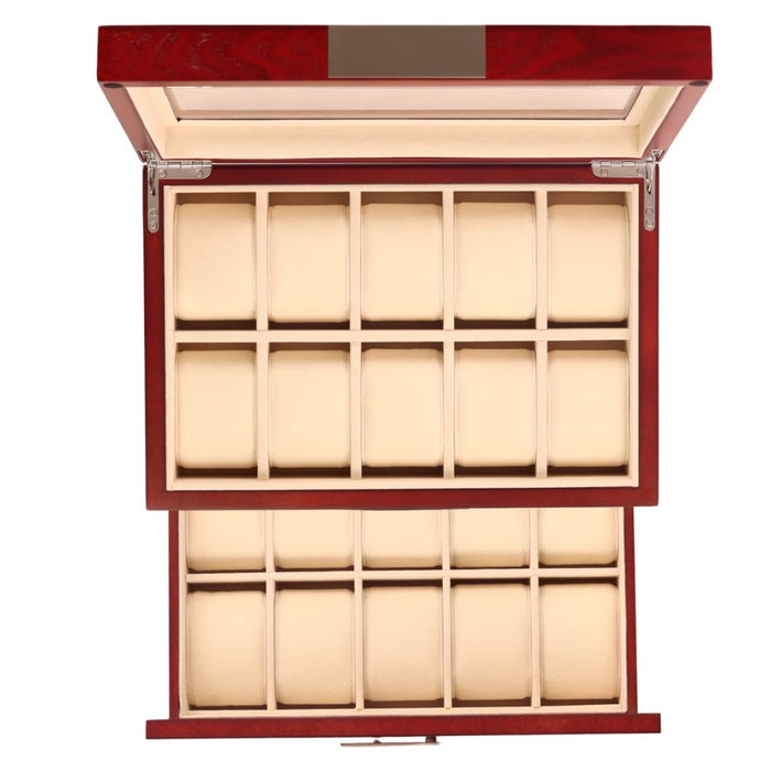 Decorebay Cherry Oak Wood 20 Slot Watch display case and Jewelry Box Storage Organizer (Darling)